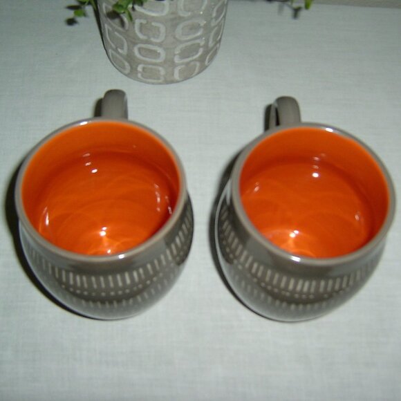 Baum Tangier Gray and Orange Coffee Mugs, Set of 2 - Picture 5 of 5